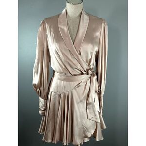 Zimmermann NWT Wild Botanica Silk Wrap Mini Dress in Petal Size 8